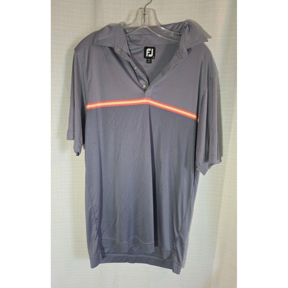 FJ Mens Gray Polo With Stripe Size Large Golf Polo Shirt